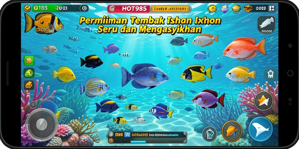 Tampilan gameplay HOT985 yang menarik dengan aksi menembak ikan.
