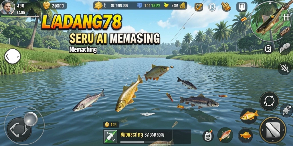 Tampilan gameplay memancing yang mendebarkan dan realistis di LADANG78.
