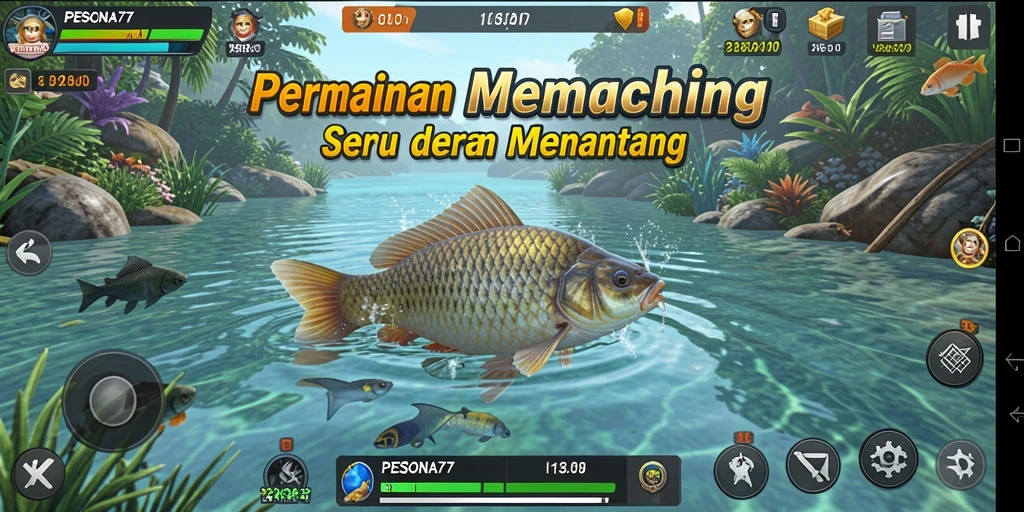 Tampilan screenshot PESONA77 yang menggambarkan keseruan gameplay memancing.