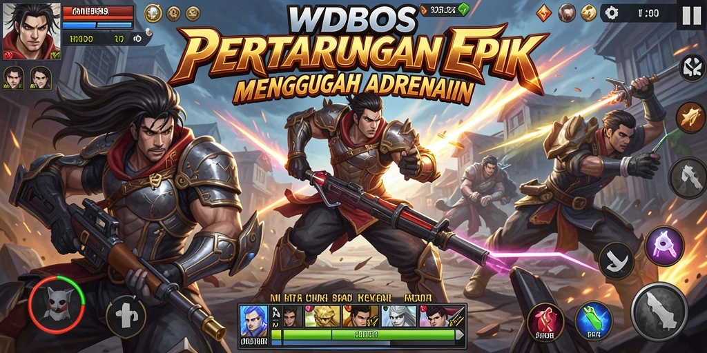 Tampilan screenshot game dengan pertarungan intens penuh aksi.